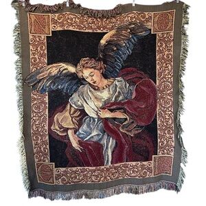 Vintage 90’s Christmas Noel Angel tapestry throw